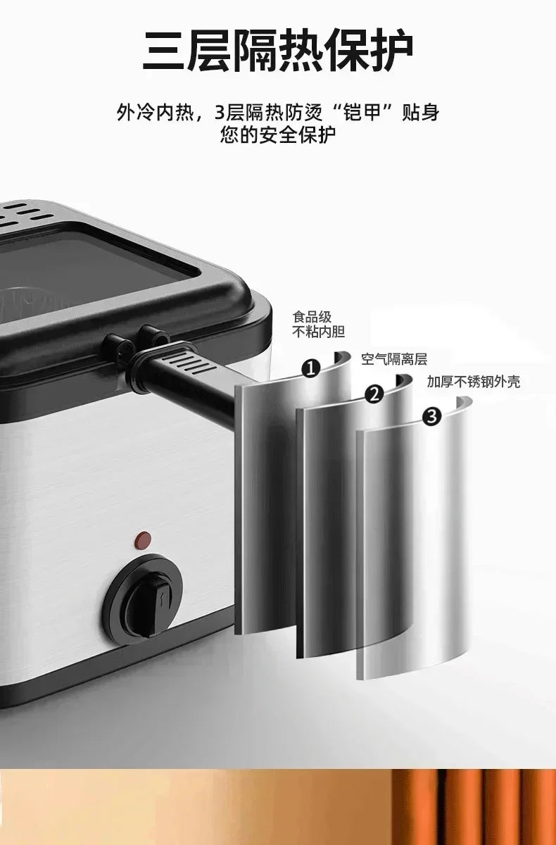 110V 220V 1000W 2.5L Home Multi Functional Electric Fryer Oil Fryer French Fries Chicken Wings Snack Machine
