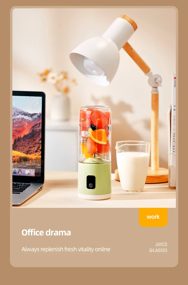 Portable Blender USB Mini Juicer Cup Electric Fruit Mixer Personal Smoothie Blender for Travel Home Outdoor Fresh Juice Making
