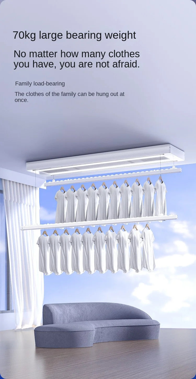 Smart Automatic Ceiling-Mounted Intelligent Lift Electric Laundry Dryer Supply Foldable Clothes Drying Rack for Balcony