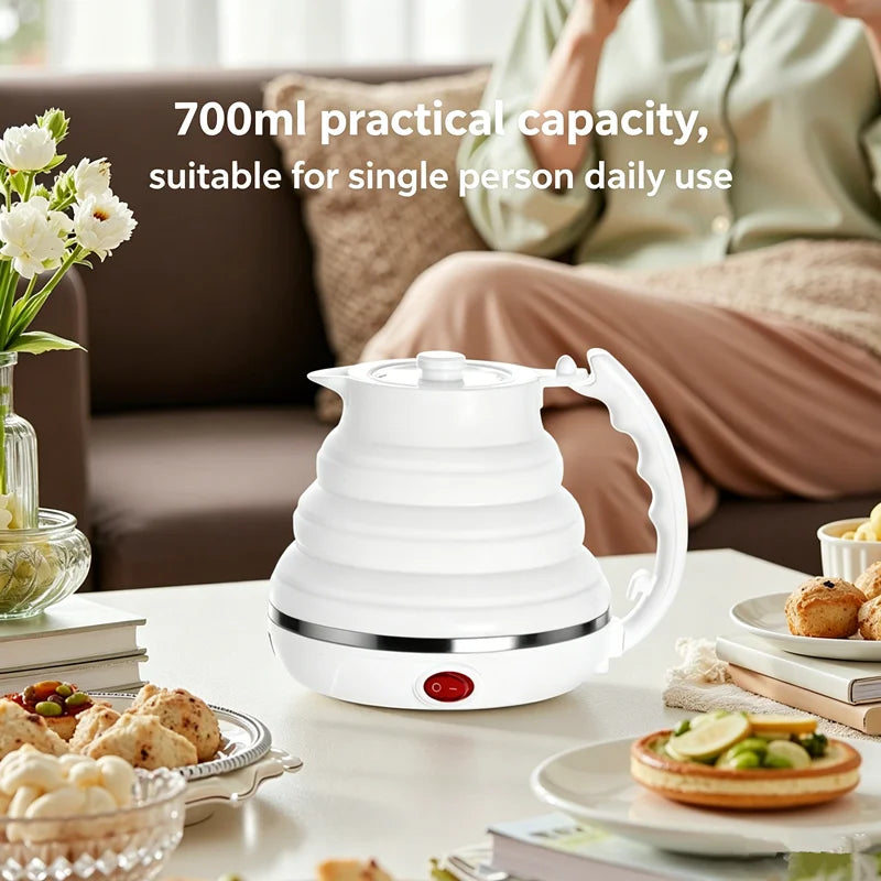 JFBONIN 555ml 220V Mini Portable Folding Electric Kettle 700W Silicone Compression Water Heater for Home And Easy Travel Use