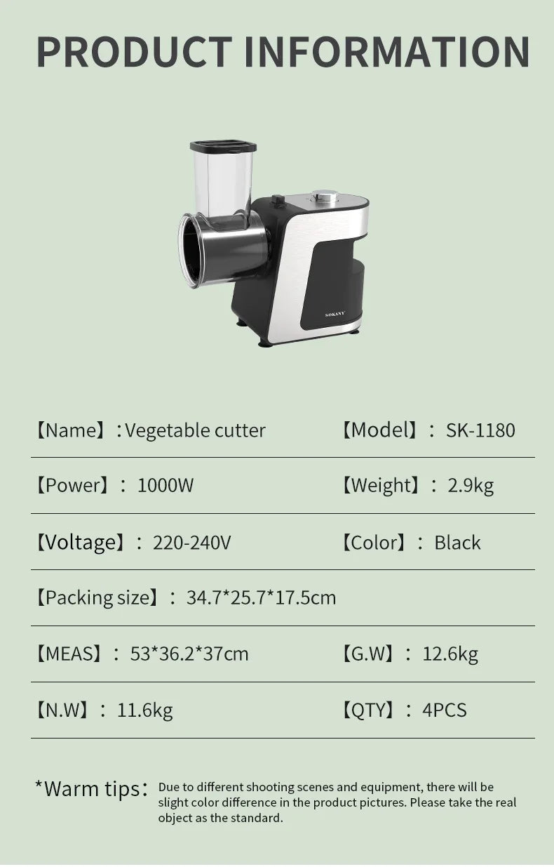 DIVEDEER Electric Vegetable Cutter: Multi-Function Vegetable Slicer and Shredder, All-in-One Potato and Cucumber Shredder