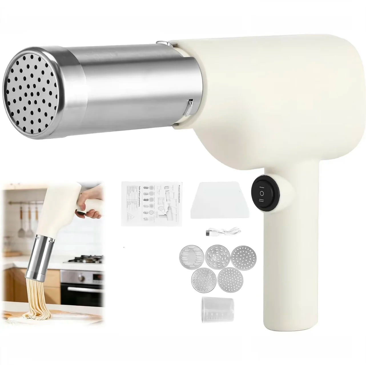Multifunctional Handheld Noodle Press Electric Pasta Maker Kitchen Tool for DIY Homemade Pasta and Noodles