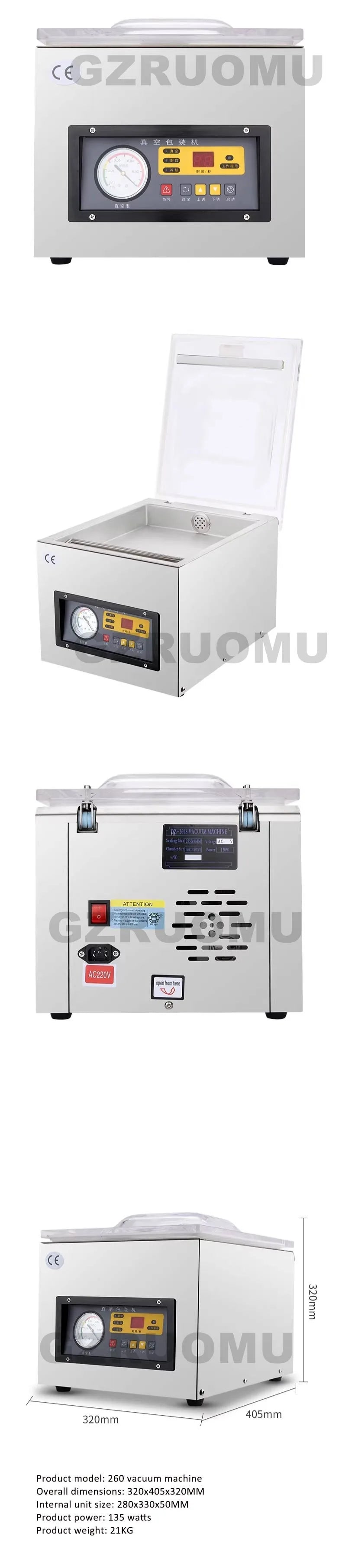 Commercial Wet and Dry Food Vacuum Sealer Packaging Machine135W Vacuum Packing Machine Fresh-keeping Plastic Sealing Machine