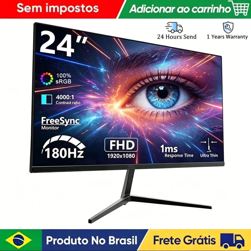 24 Inch 180Hz PC Gaming Monitor IPS LED Display 1920×1080P 100%sRG FHD HDMI/DP Desktop Ultra-thin Gaming Computer Screen Monitor