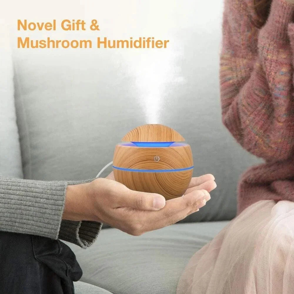 USB Ultrasonic Cool Mist Sprayer Essential Oil Fragrance Mini Home Wood Grain Air Humidifier Electric Air Aroma Diffuser Purifie
