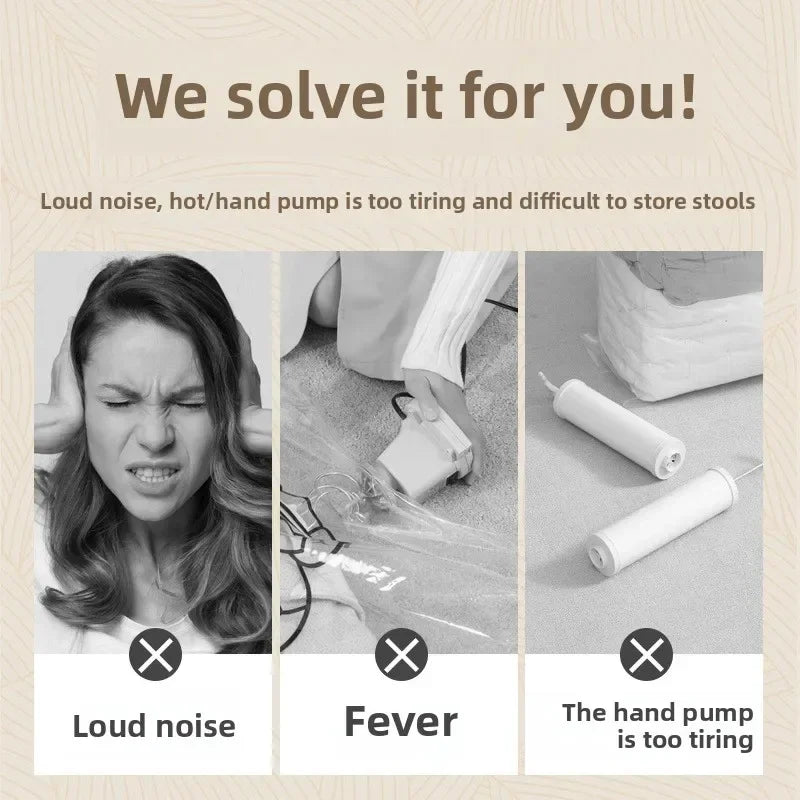 Electric Vacuum Bag Pump Space Saver Travel Storage Organizer for Clothes Folding Compressed Mini Sealer Machine with Pump