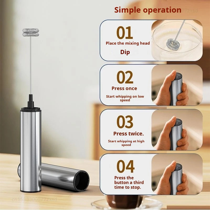 New Electric Milk Frother Household 3 Speeds Rechargeable Coffee Blender Covered Storage for Milk Drink Coffee Cooking Tool
