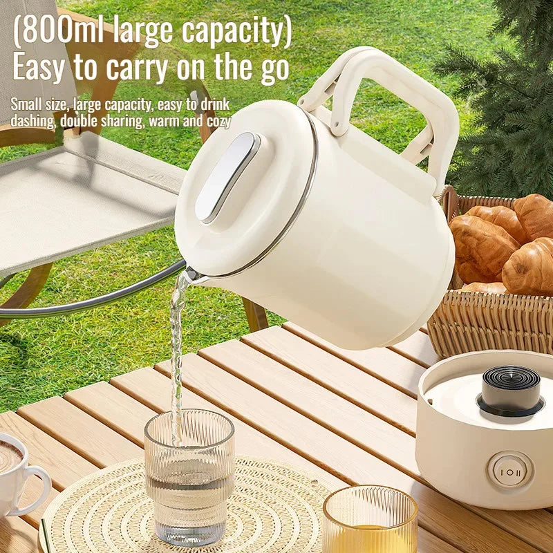 New 800ml 3 in1 Electric Kettle 304 Stainless Steel Folding Travel Kettle Portable Household Multi-function Cooking Pot Hot Pot