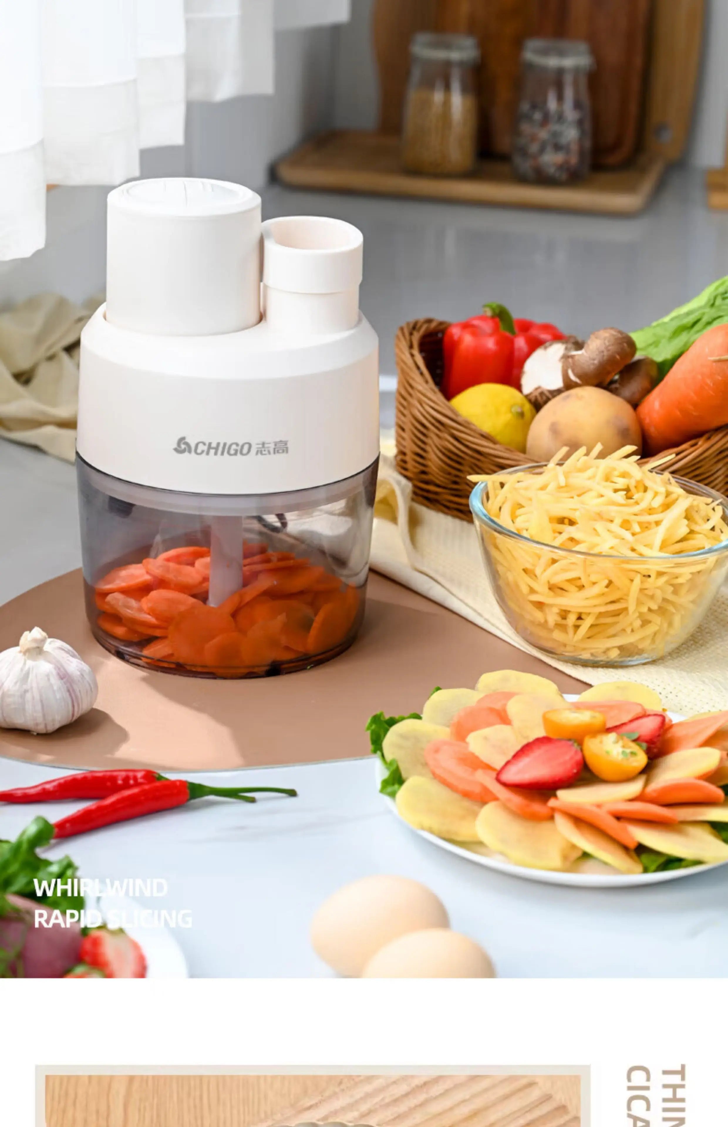 Electric vegetable slicer for household use, multifunctional, filling, shredding, slicing, fully automatic, multi-purpose
