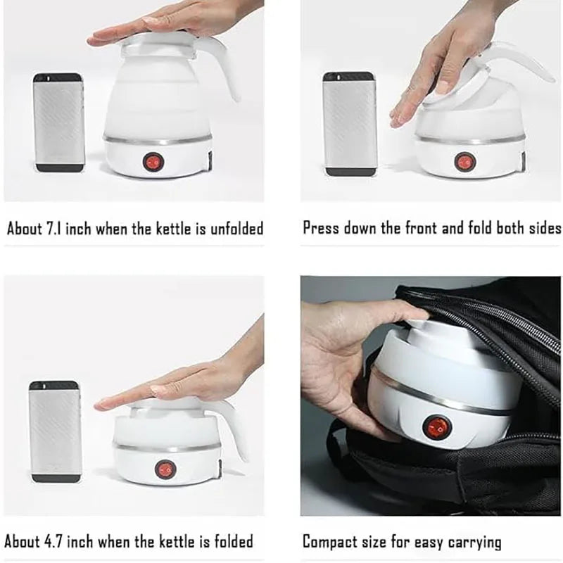 Baby Food Grade Silicone Portable Electric Kettle Folding Kettle Automatic Power-Off Electric Automatic Kettle  for Home Trip