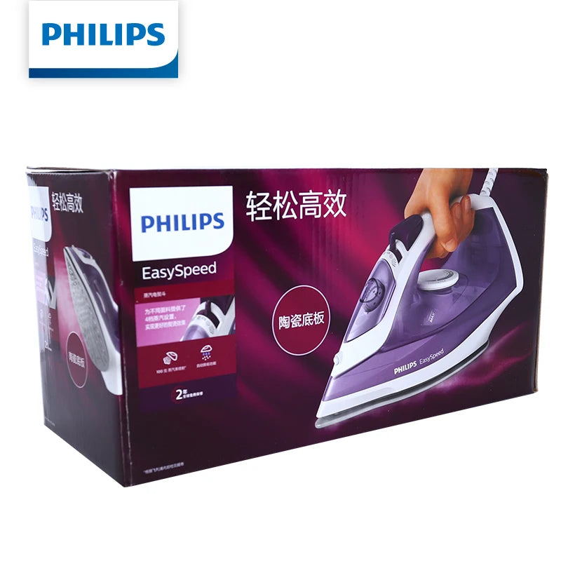 Philips Steam Iron GC1752/38 1700W Ceramic Soleplate Anti-Drip 4 Steam Setting Dry Steam Iron for Home Clothes Ironing Daily Use