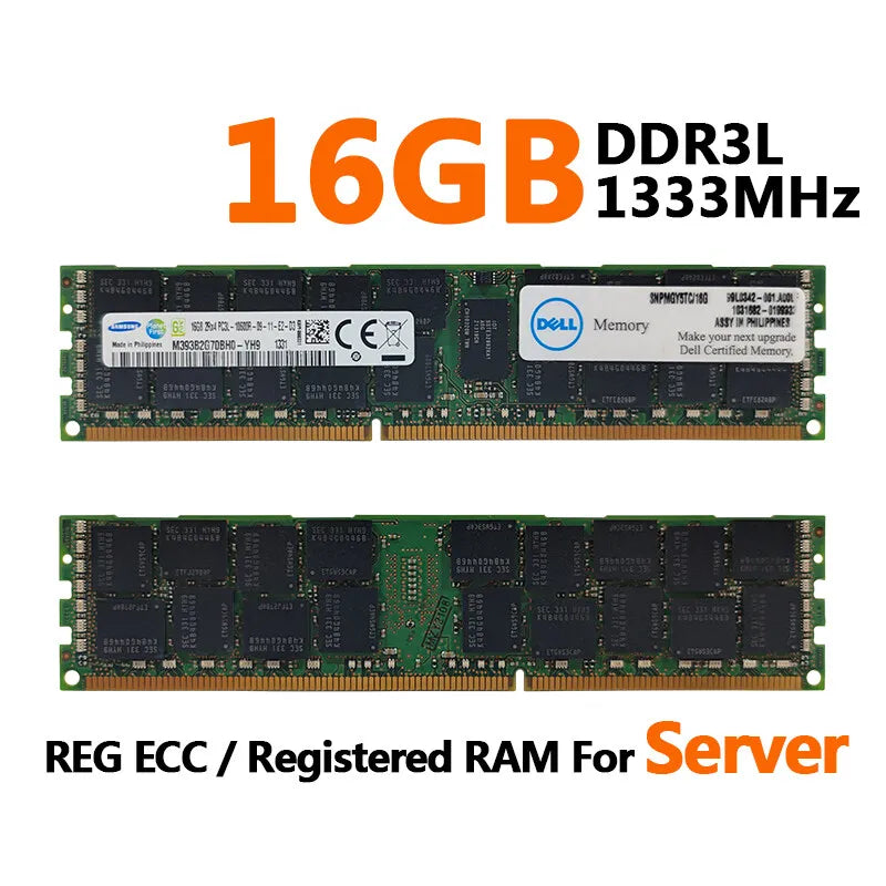 SAMSUNG Memoria DDR3L DDR3 4GB 8GB 16GB 1333 1600 1866MHz Server Memory PC3-12800R REG ECC RAM Registered Memory with Radiator