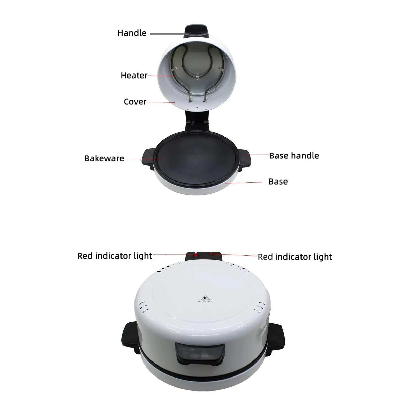 Home Pizza Maker 2000W Fast Heating Non Stick Coating Oven Baking Machine for Steak Burger Bread
