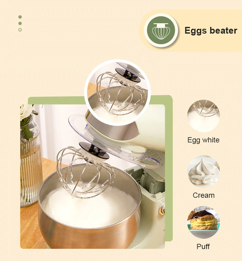 JIQI Stainless Steel Electric Chef Stand Food Mixer Automatic Whisk Eggs Beater Cream Blender Cake Bread Dough Kneading Machine
