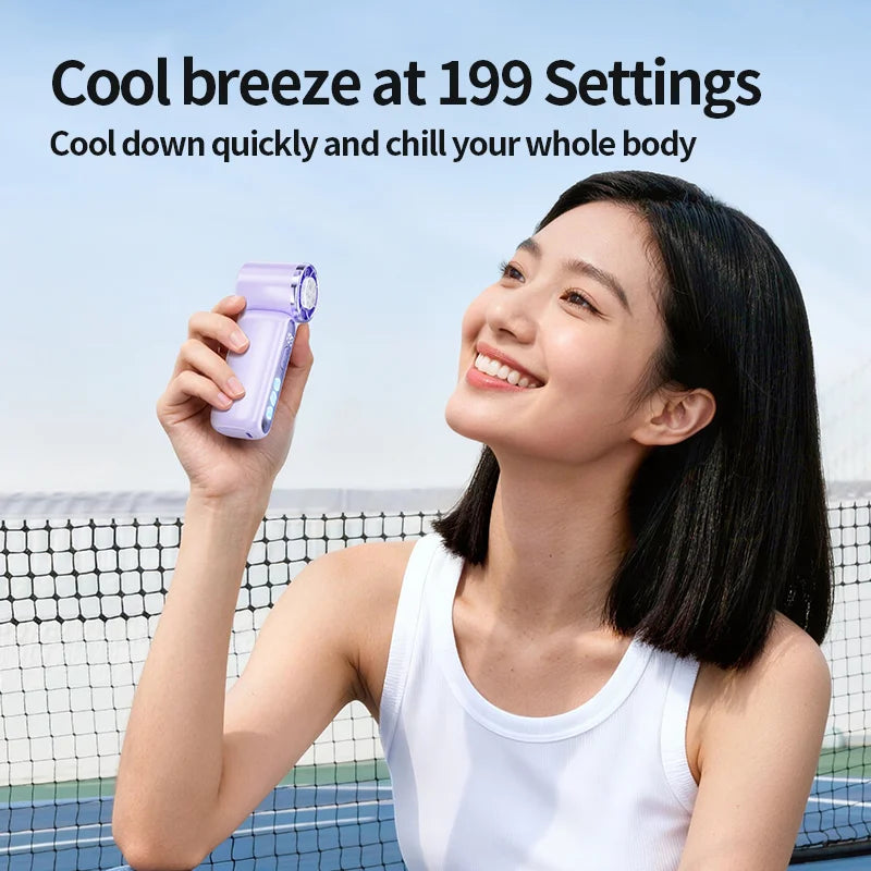 3000mAh 199 Speed Portable Handheld Fan with ICE Semiconductor Cooling 360° Turbo Personal USB Rechargeable Mini Air Cooler