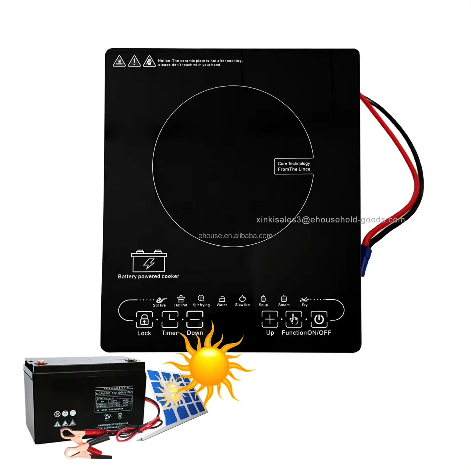 In Stock DC 24V/48V Electric Induction Cooker Photovoltaic Solar Energy Power Bank DC Induction Cooker