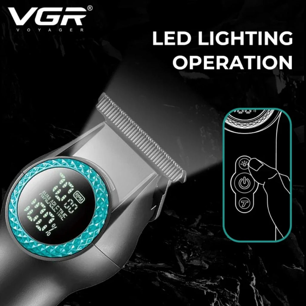 VGR Hair Trimmer Professional Trimmer 8000 RPM Hair Cutting Machine Electric Barber Clippers LED Cordless Clipper for Men V-990