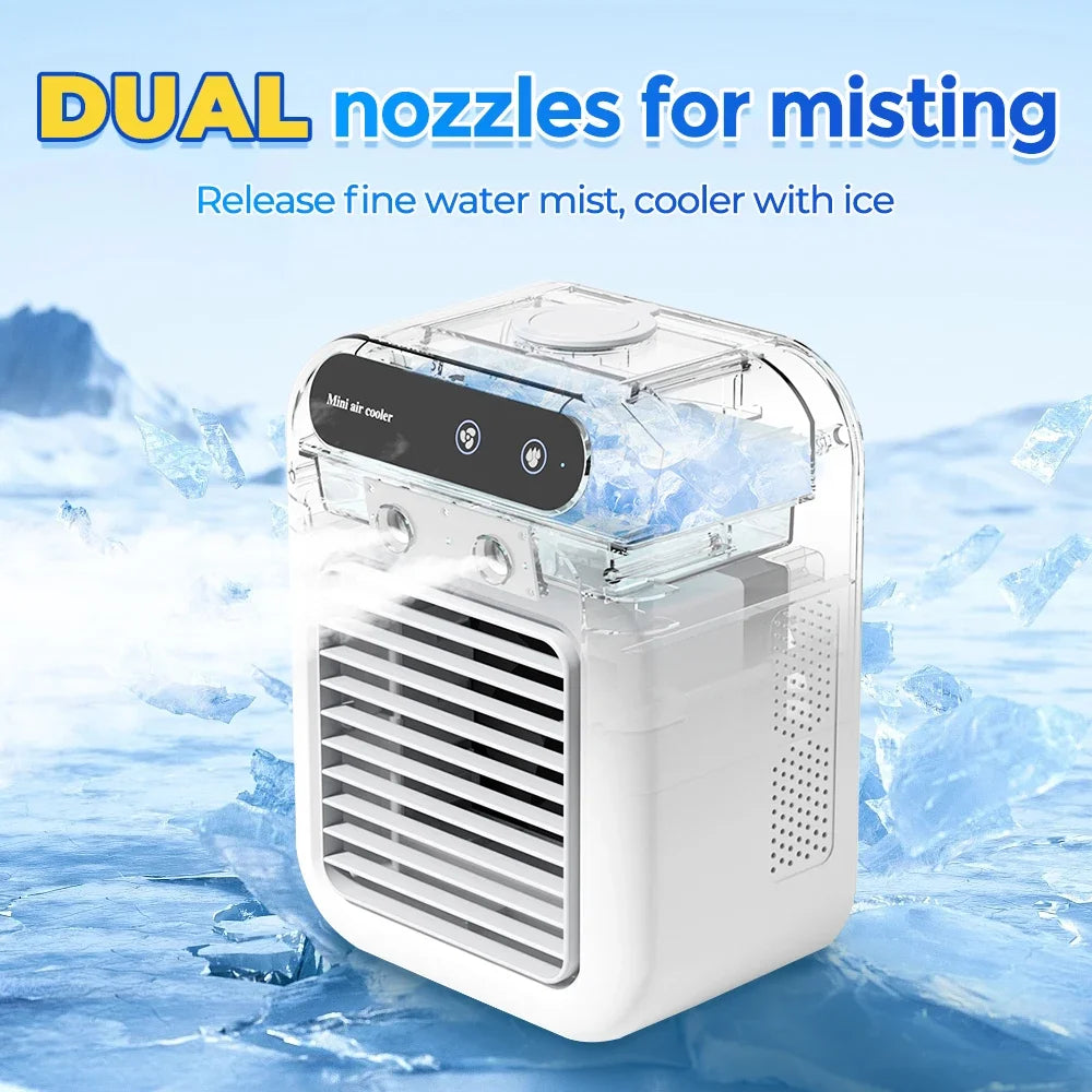Small Portable Air Conditioner Fan, Small Air Cooler, Mini Humidifier for Home and Office