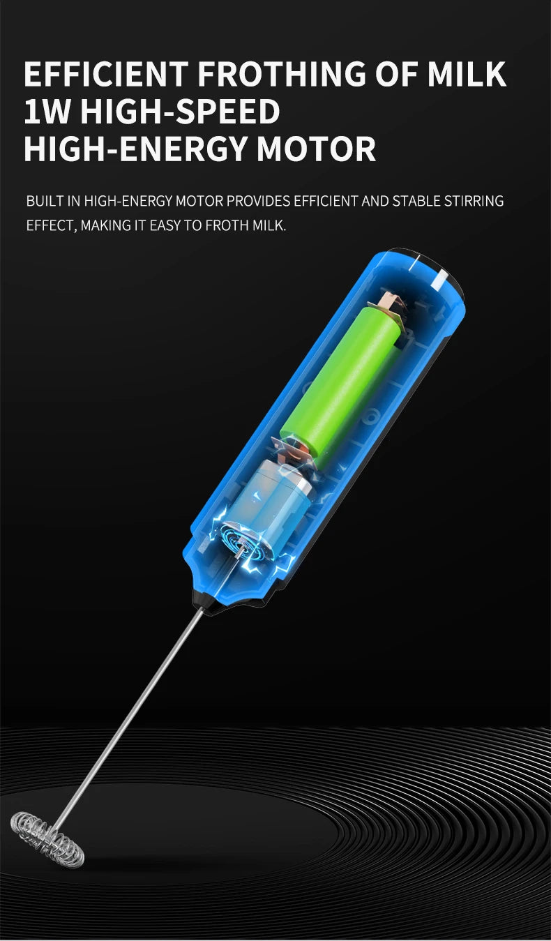 Electric Milk Frother Rechargable Kitchen Stirrer Handheld Coffee Frothing Wand Foam Maker Lattes Whisk Drink Mixer Egg Beater