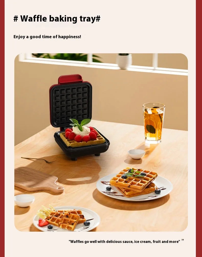110V Donut Cake Baking Tray Household Breakfast Electric Baking Pan, Fully Automatic Multifunctional Mini Waffle Biscuit Machine