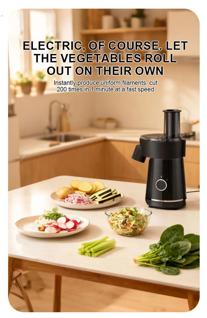 6-in-1 Electric Vegetable Chopper – 200W Multifunctional Food Processor for Slicing, Dicing  Compact & Easy Clean Home/Kitchen