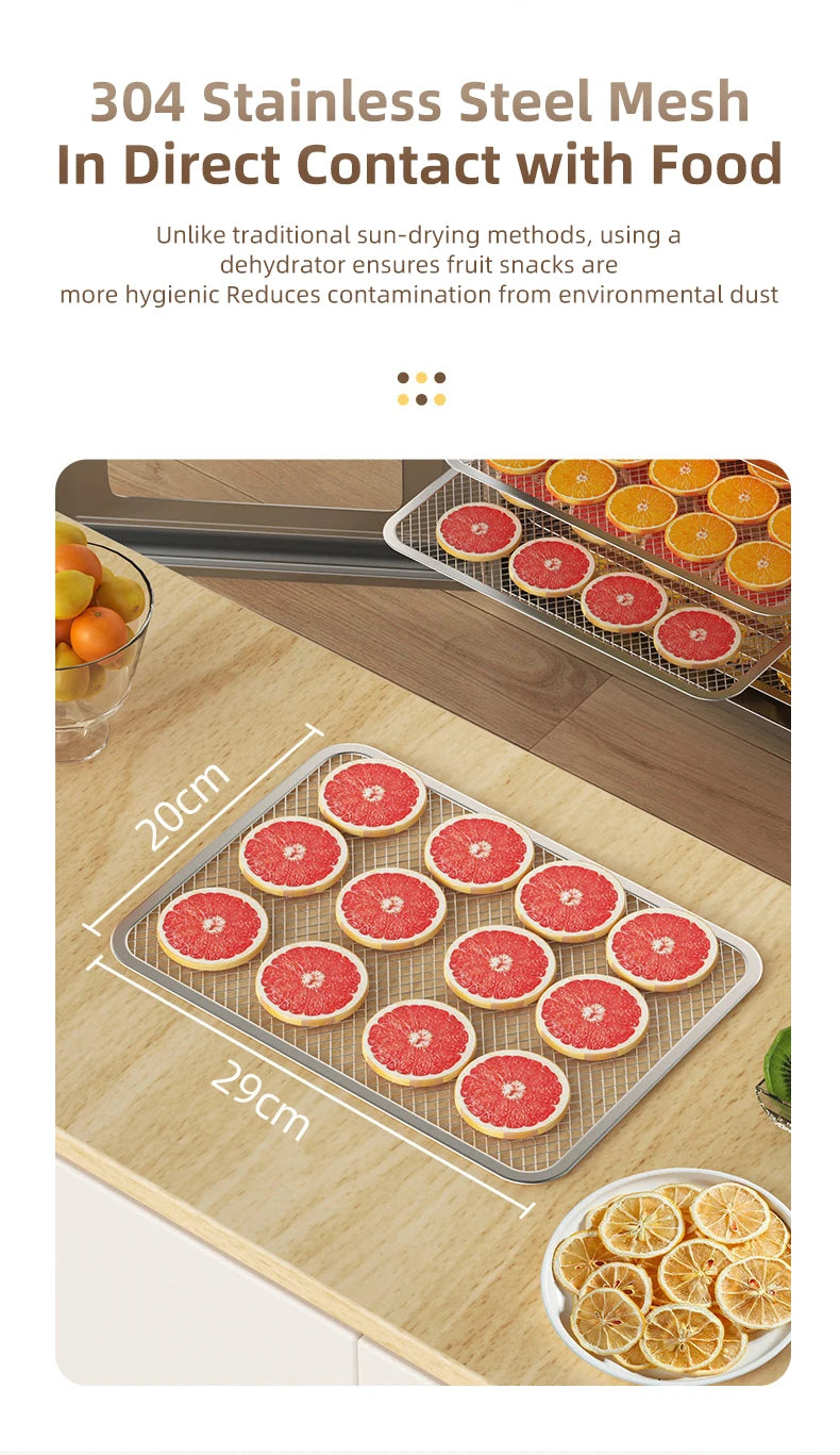 DIVEDEER 6-18 Layer Stainless Steel Food Dehydrator with Adjustable Temperature Control (30~90°C) for Fruits Vegetables Meat