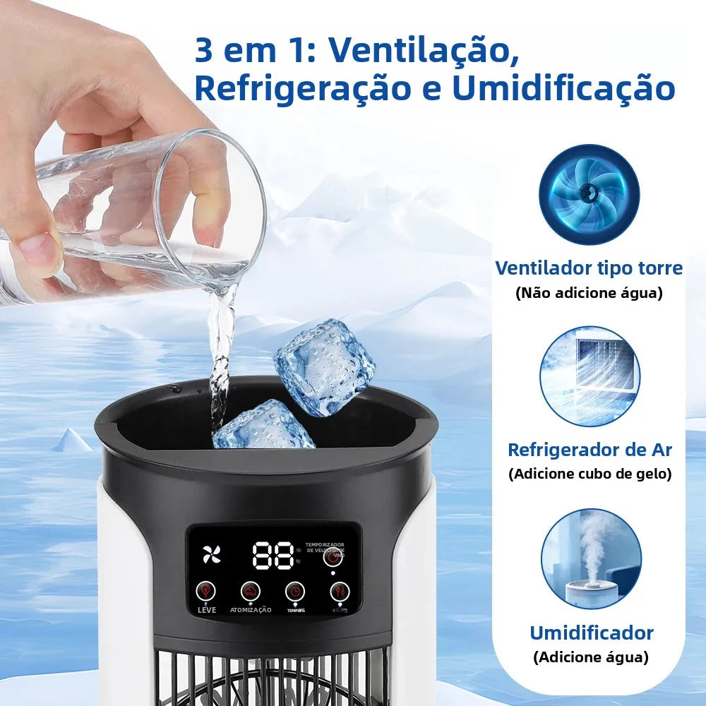 3 In 1 Household Fan Air Conditioner Portable 6-gear Air Cooler LED Night Light Humidifier Air Adjustment Fan Office Home Fan