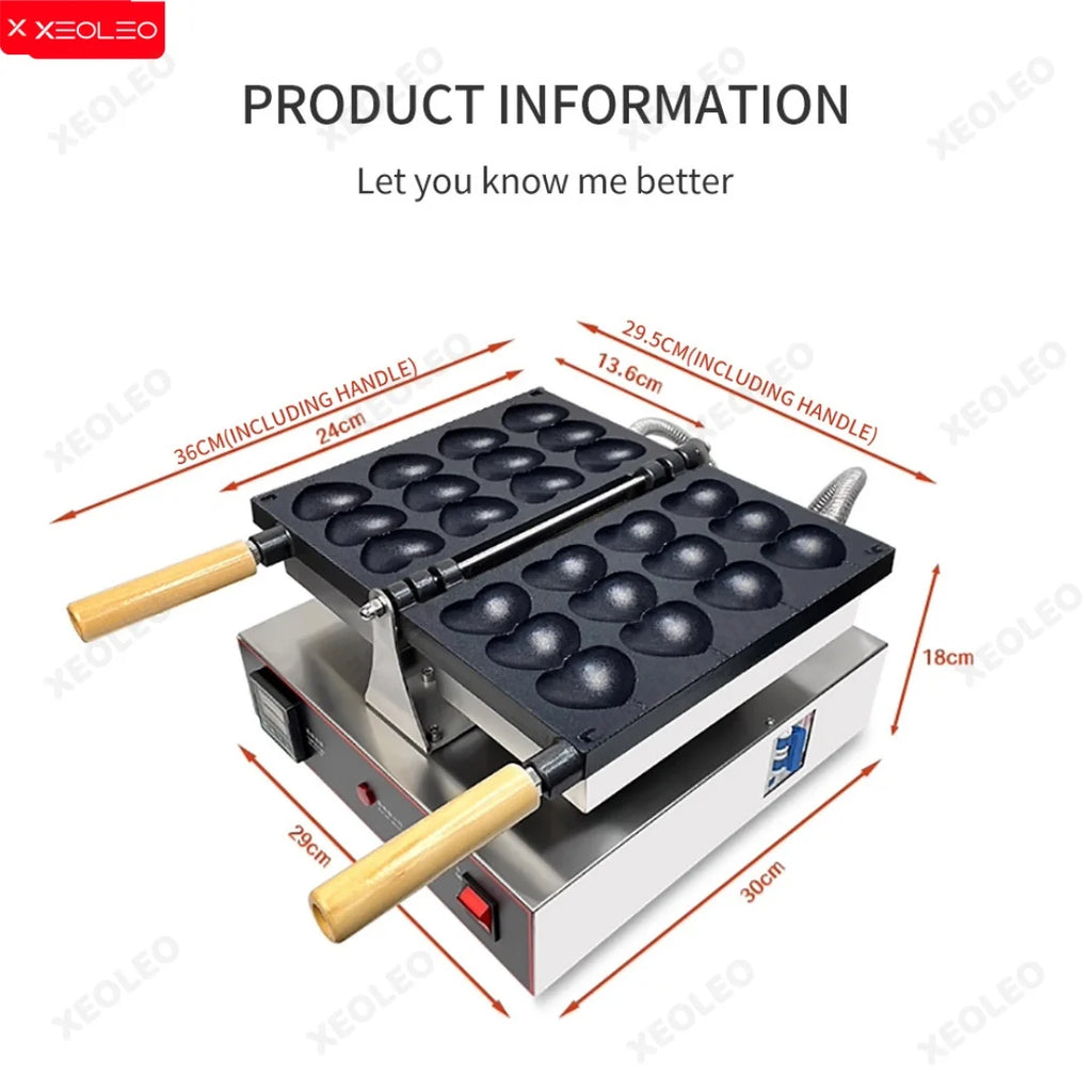 XEOLEO Electric Heart-shaped Waffle Skewer Machine Commercia Stall Egg Waffle Baker Maker Waffle Stick Maker Non-stick