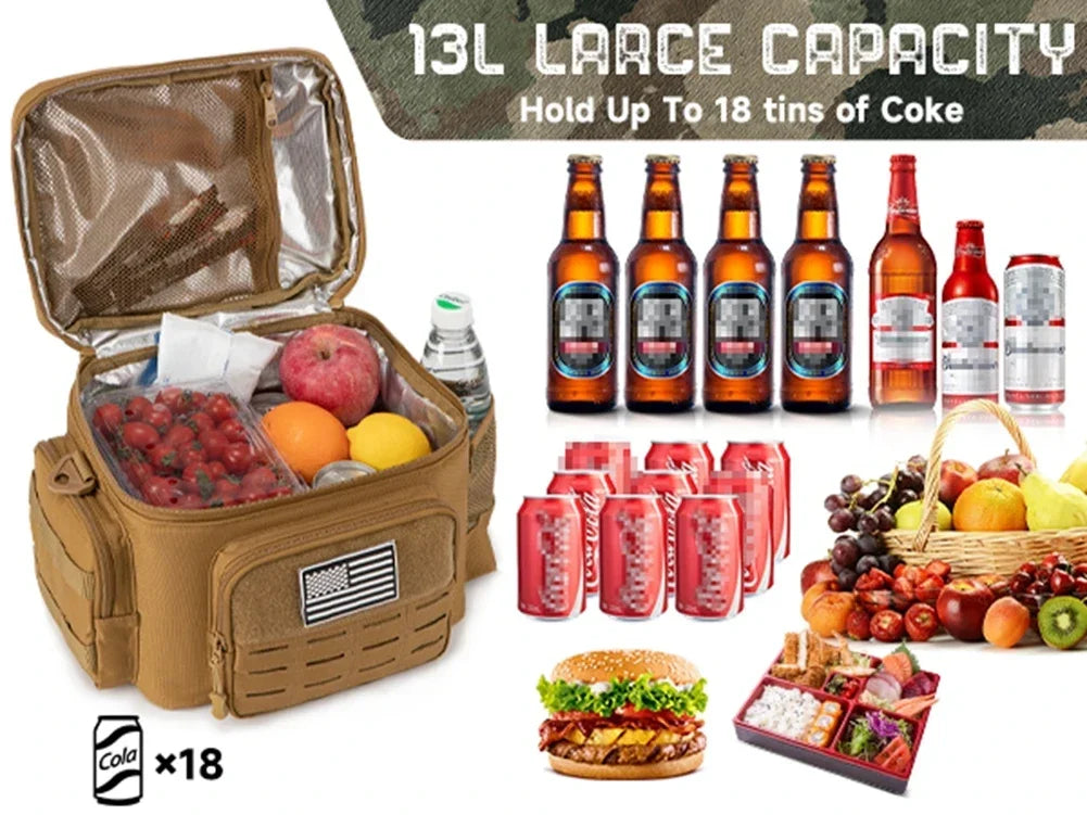 Tactical Thermal Cooler Bag Outdoor Heavy Duty Lunch Box Work Leakproof Insulated Durable Lunch Bag for Men Meal Camping Picnic