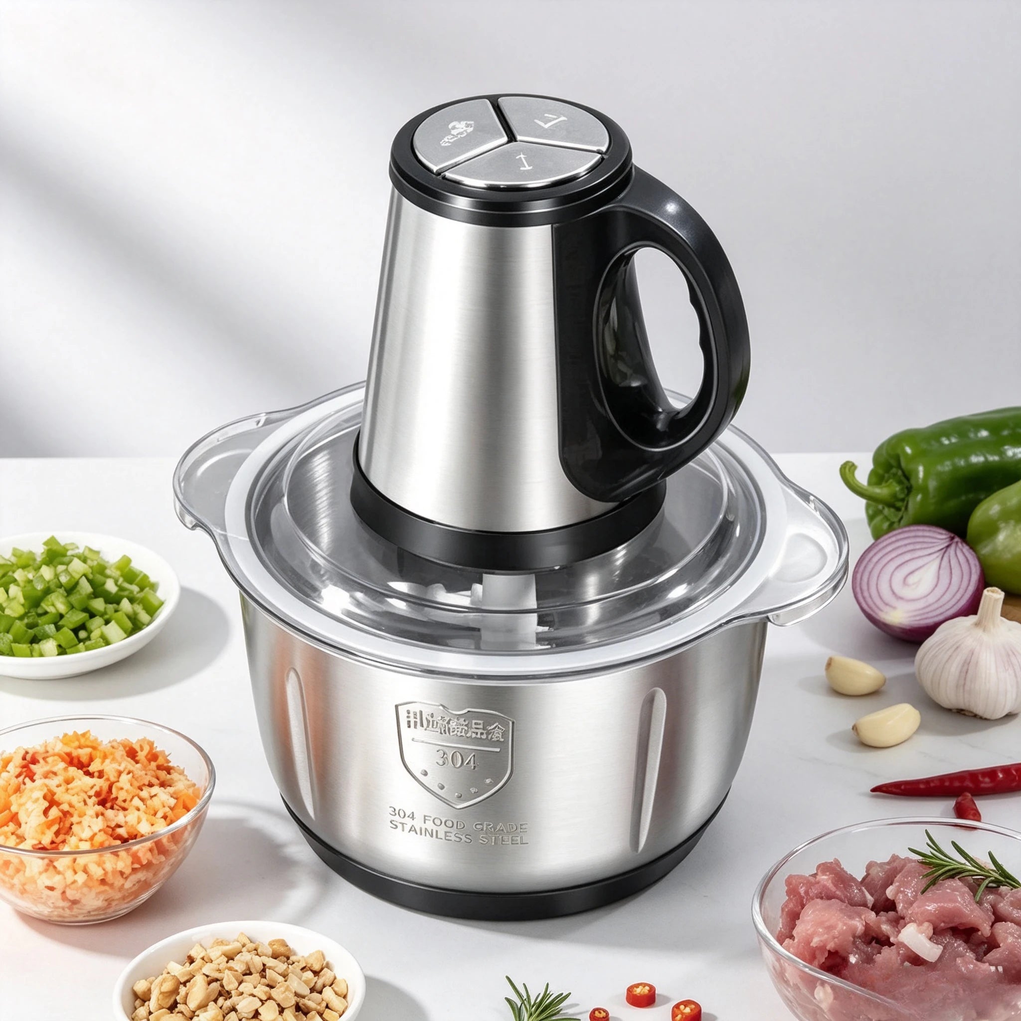 Hot Sale 5L Stainless Steel Electric Food Chopper EU Plug Household Kitchen Meat Vegetable Processor