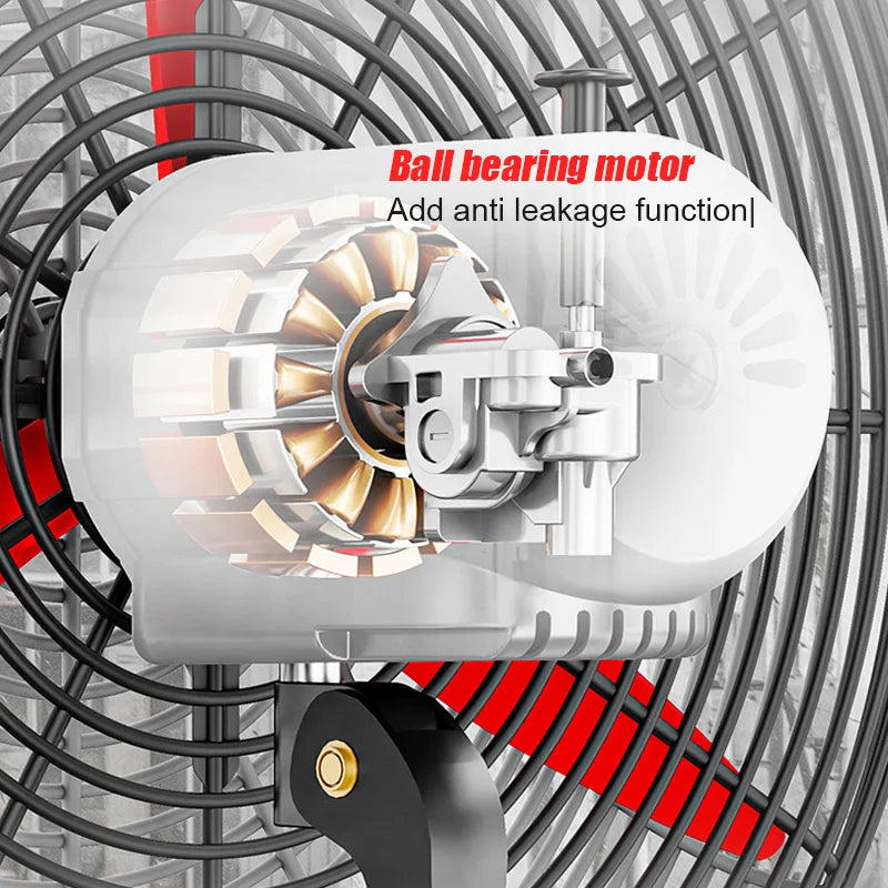 High Power Industrial Wall Mounted Fan Wire Control Adjustable Wind Power Shaking Head Horn Metal Blade Commercial Wall Fan