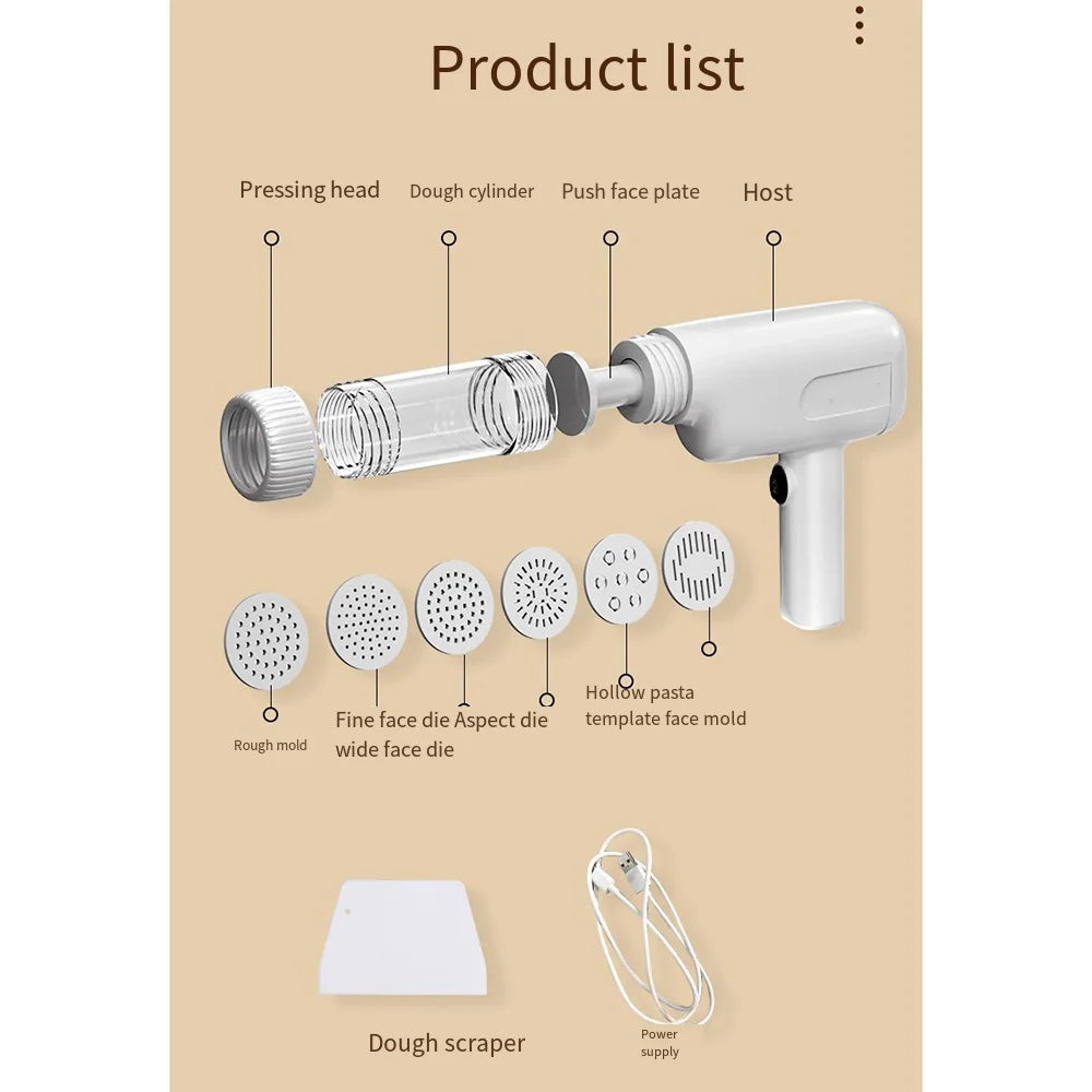 USB Cordless Electric Pasta Maker Machine Automatic Pasta Noodle Maker Portable 6 Molds for Home Kitchen Gadget 제면기 국수기계