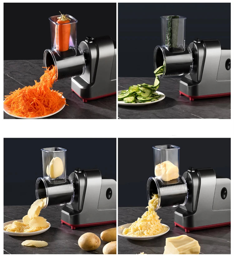 250W 5 in 1 Electric Vegetable Slicer Shredder Automatic Salad Shooter Machine Cheese Grater Carrot Cabbage Cutter