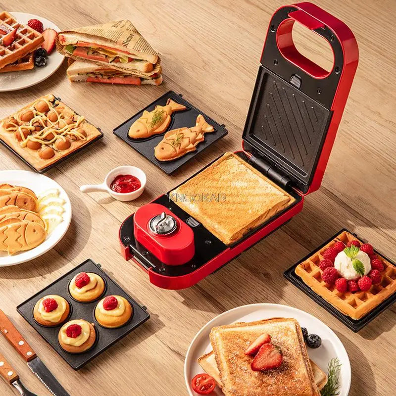 220V Electric Sandwich Maker Waffle Maker Timed Toaster Baking Multifunctional Breakfast Machine takoyaki Pancake Sandwichera
