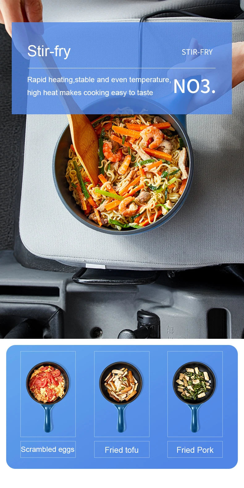 2L Portable Car Electric Hot Pot,12V/24V Multifunction Double‑Layer Cooking Pan, Travel Soup Rice Cooker Steamer for Car & Truck