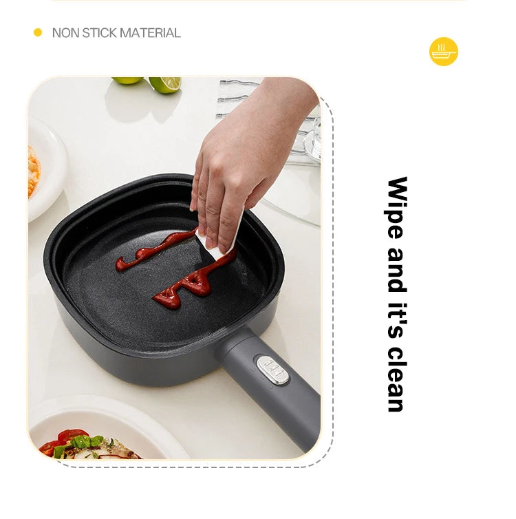 DMWD Electric Frying Pan Household Mini Stir-frying Pot Non-stick Steaks Pancakes Electric Skillet Multicooker 2 Firepower 600W