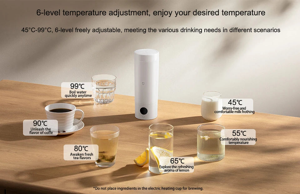 NEW MIJIA Portable Electric Kettle 2 Thermos Cup Fast Water Boiler 350ml Smart Temperature Insulated Kettle Travel 110V-240V