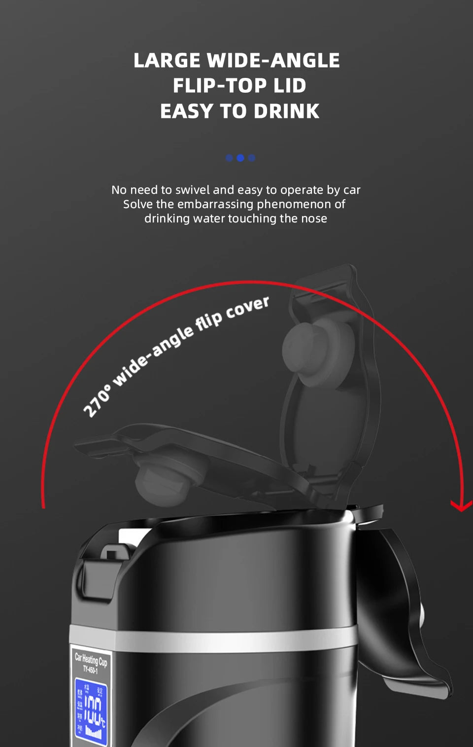 Yanace 500ML Portable Car Electric Kettle Smart Temperature Control Travel Heating Cup for Coffee Milk Tea 12V Auto Boiler