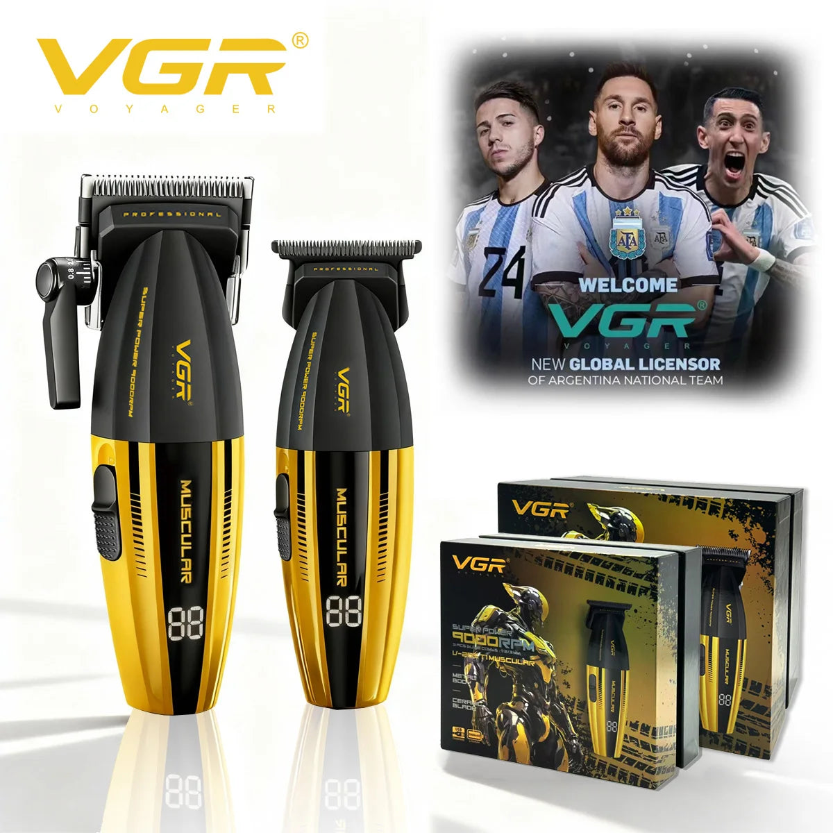 VGR Hair Clippers Professional Hair Trimmer Barber Clippers 9000 RPM Hair Cutting Machine Adjustable Trimmer for Men V-285 V-003