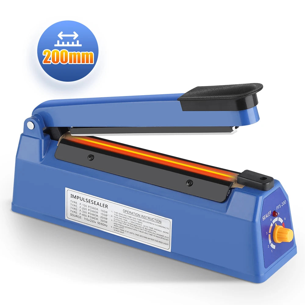 200mm Heat Sealing Machine Home Impulse Sealer Kitchen Food Vacuum Seal Kraft paper/Plastic Bag Meat/Candy/Fruit Storage 220V