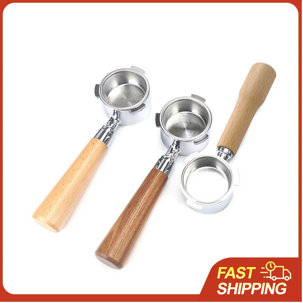 51mm Coffee Bottomless Portafilter with Filter Basket & Wooden Handle Replacement for Delonghi EC680 EC685 Coffee Machine Tool