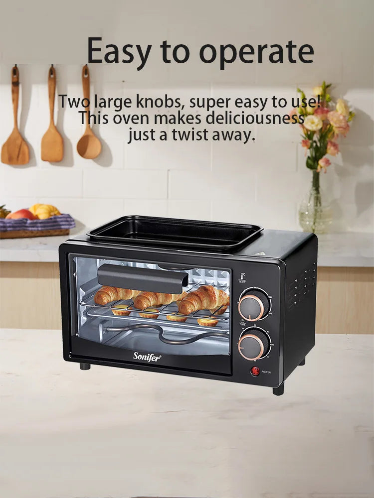 Electric Oven SF-4048A 700W 7L Mini Toaster Oven with Grill Plate Timer Multifunction Baking Cooker for Home Kitchen