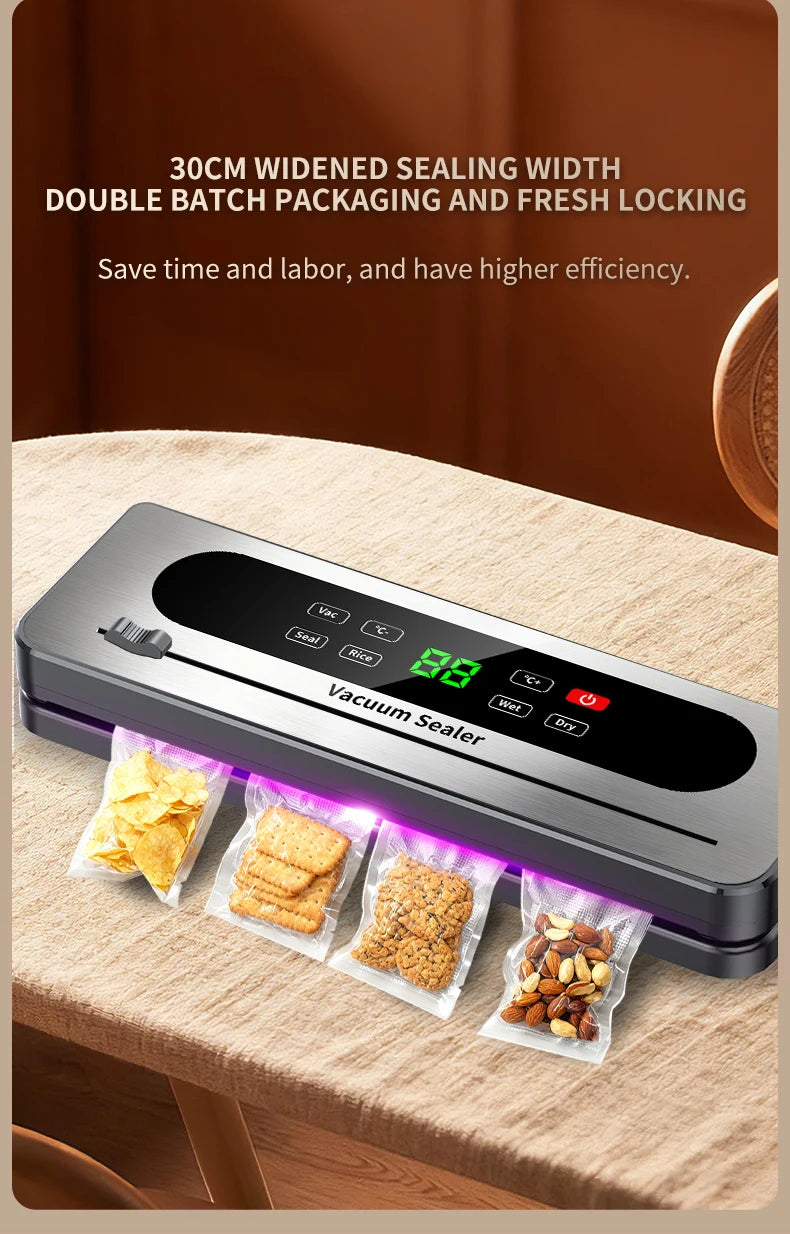 Rechargeable Wireless Vacuum Sealer Dry/Wet Food Sealer with Built-in Cutter Touch Buttons for Kitchen Food Storage 826