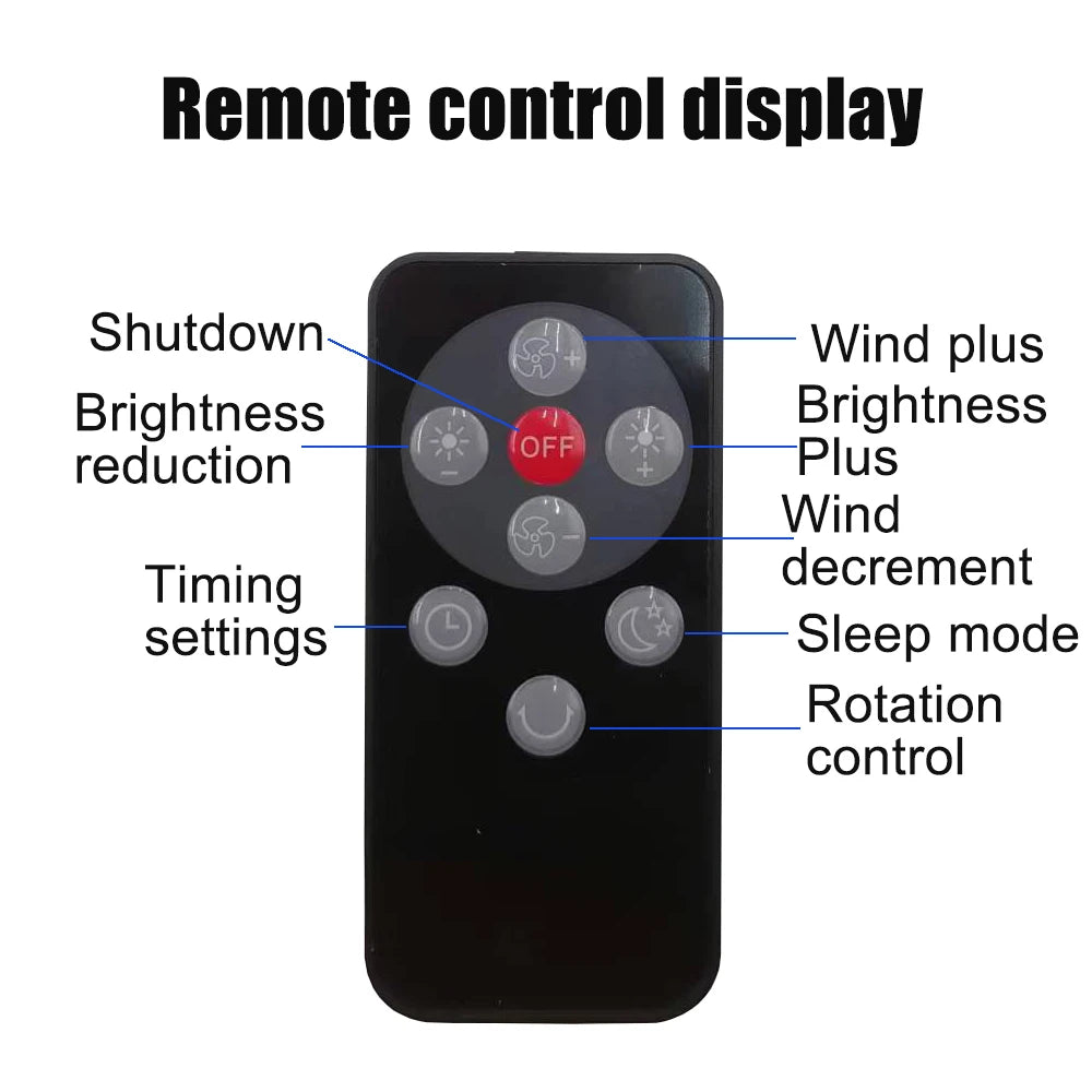 50000mAh Outdoor Camping Fan with Remote Contral 4Gears Wind Speed Up to 100 Hours Runtime Handle Portable Cooling Electric Fan