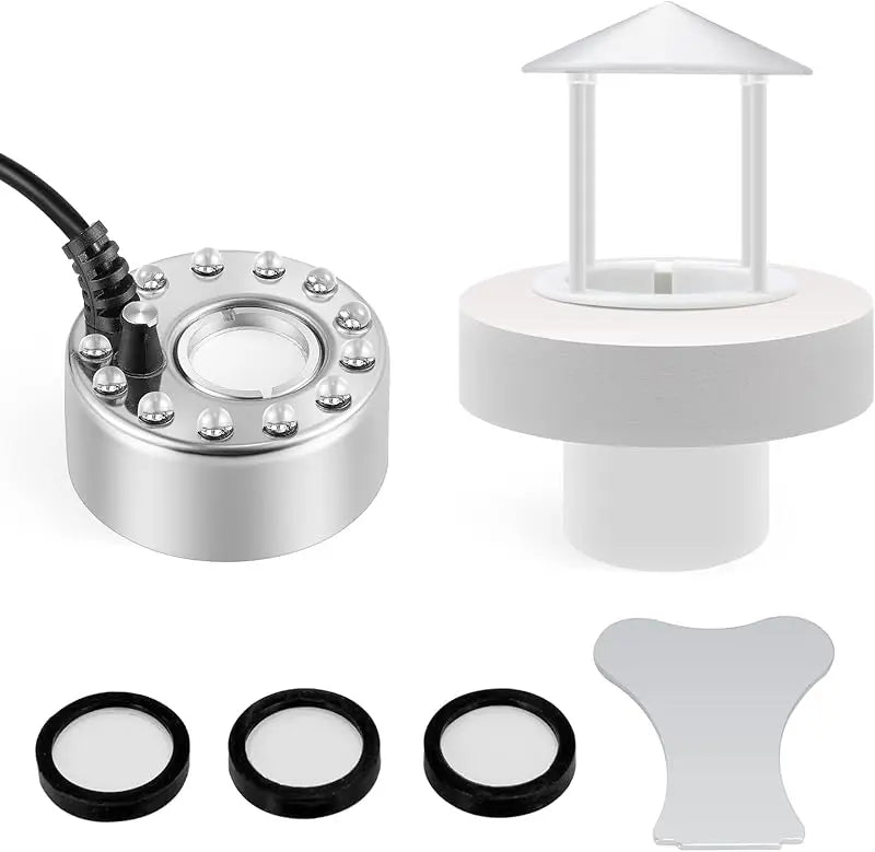 Ultrasonic Mist Maker Fogger USB Humidifier Colorful LED Lights 5V Pond Fountain Atomizer for Pond Rockery with Splash Guard