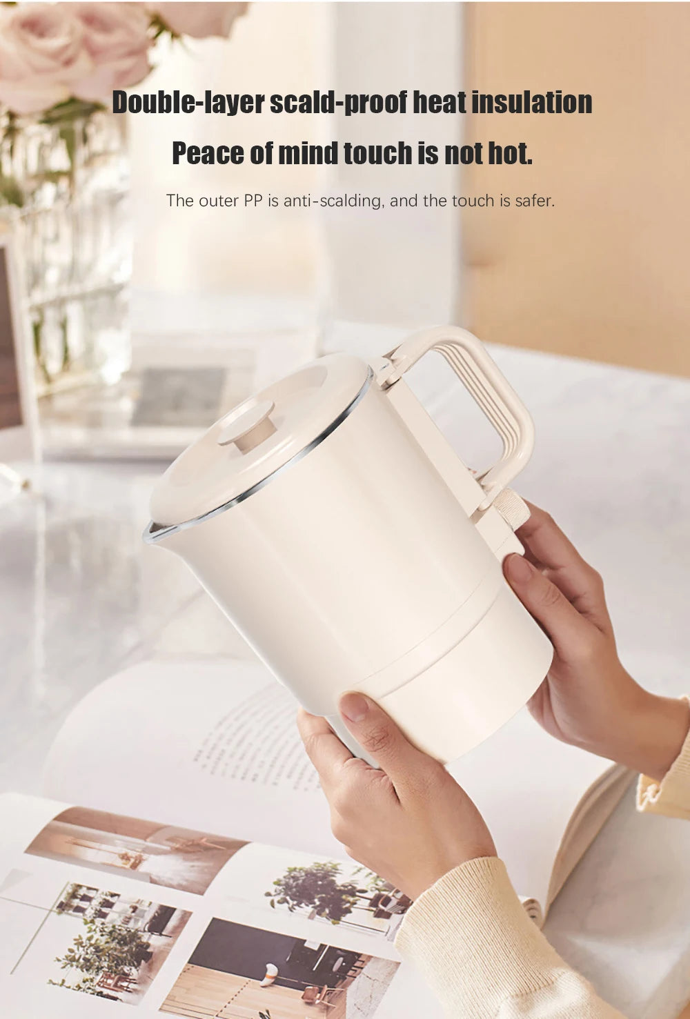 New 800ml Small Portable Electric Kettle Foldable 3 in 1 Multifunctional Travel Electric Kettle Household Rice Cooker Hot Pot