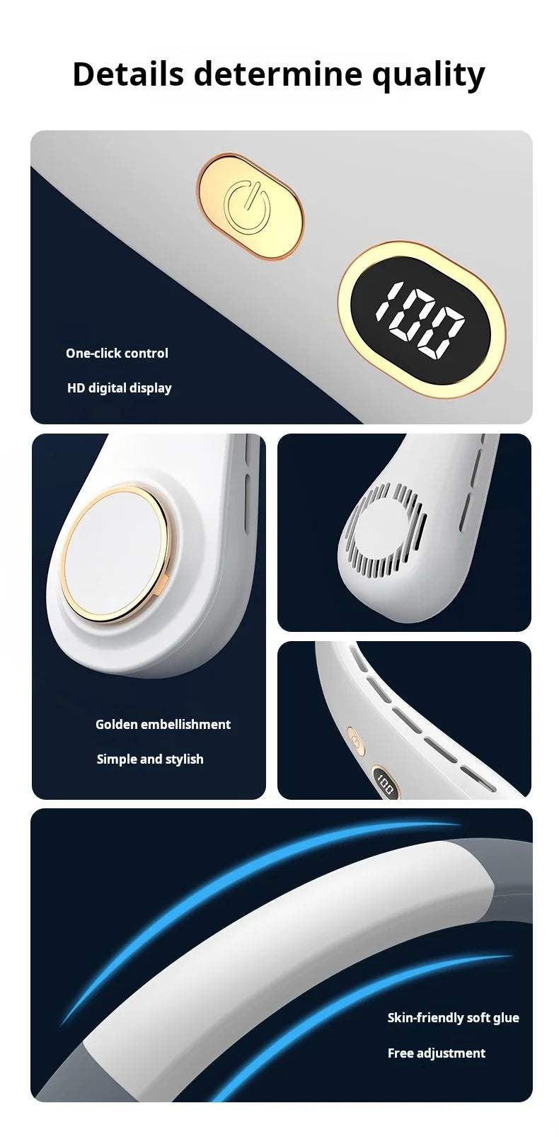 H9 Portable Neck Fan Essential for Home Travel Life Lazy Person's Hanging Neck Fan Compact Personal Cooling Device