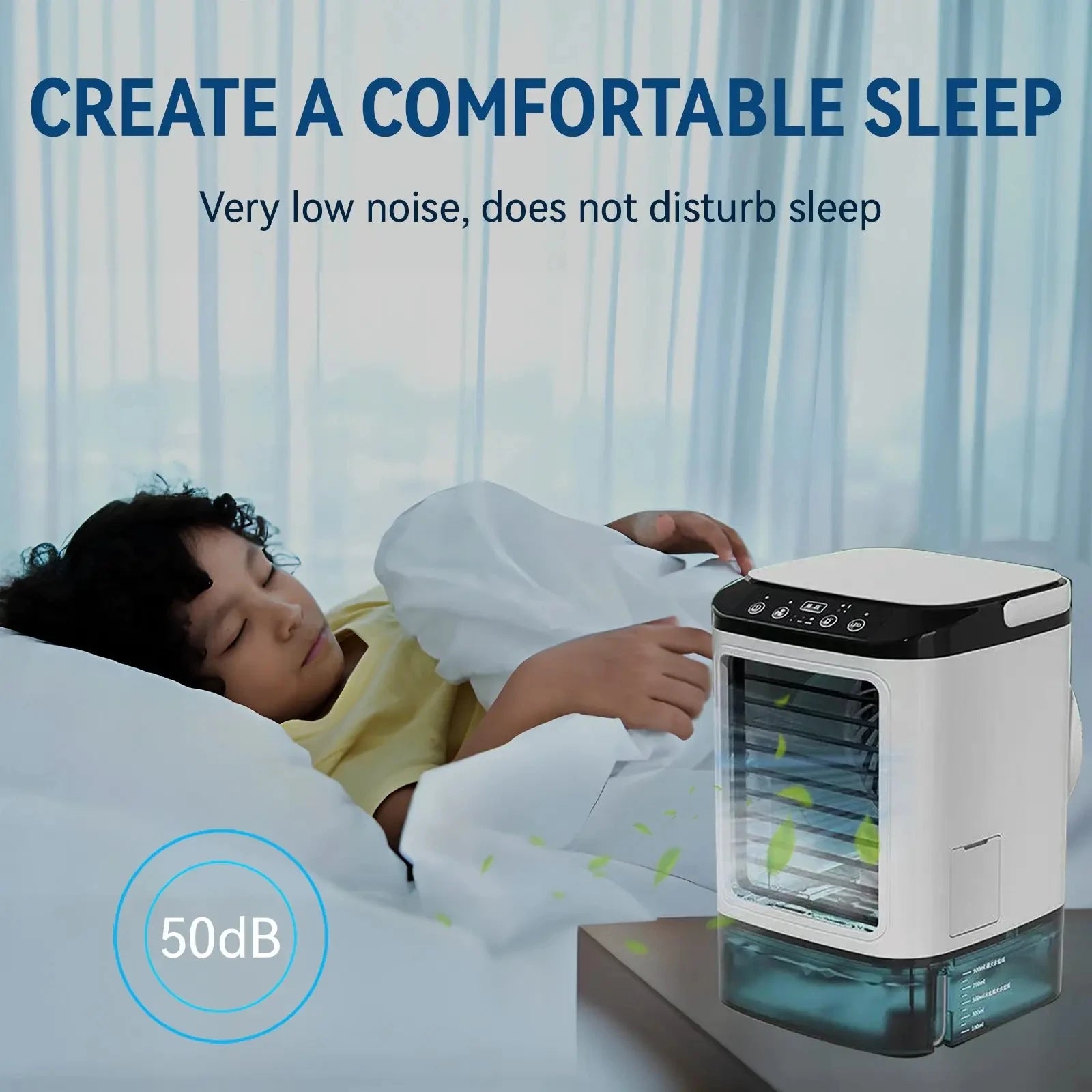 Portable Air Conditioner 3-Speed Small AC Unit Mini Air Cooler 900ML Water Tank Electric Fan With Humidifier for Bedroom Office