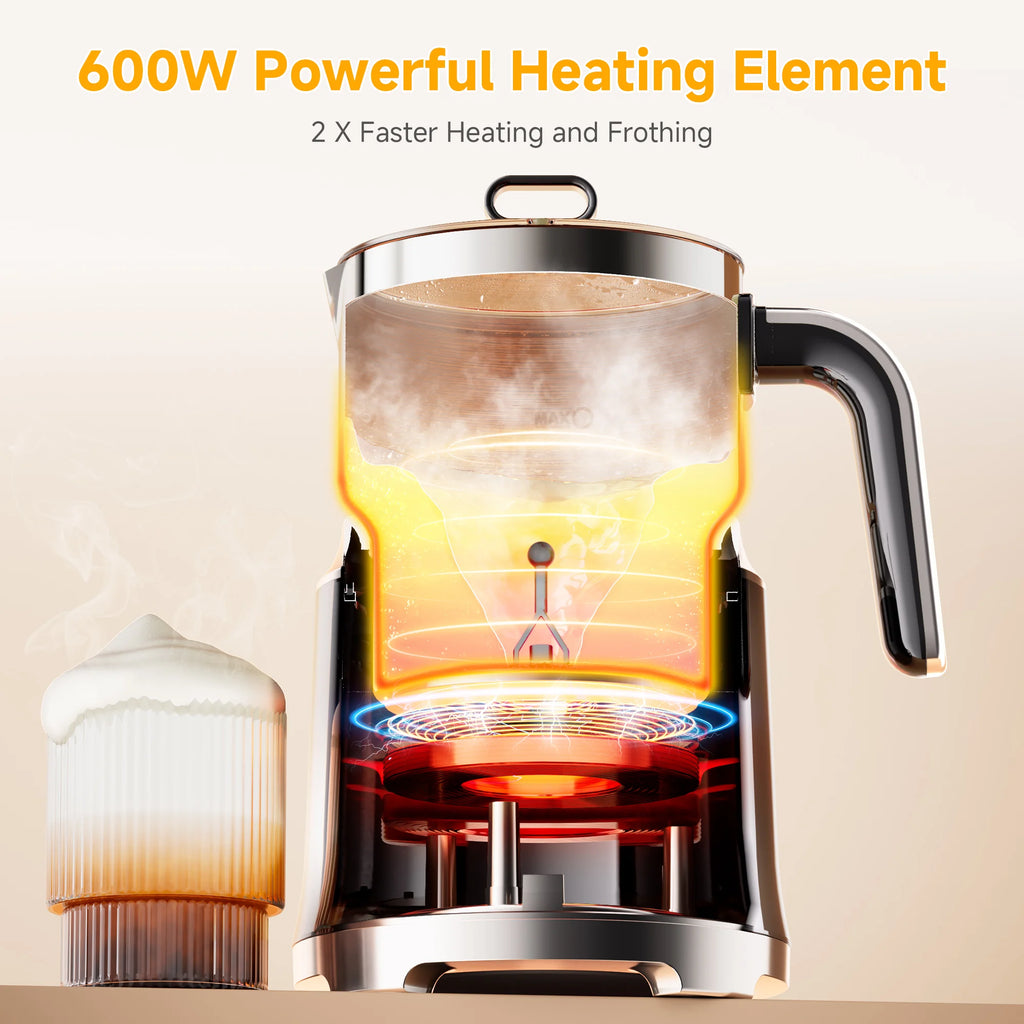 BioloMix Electric Detachable Milk Frother and Steamer,6-in-1 Automatic Hot/Cold Foam and Hot Chocolate Maker,Dishwasher Safe