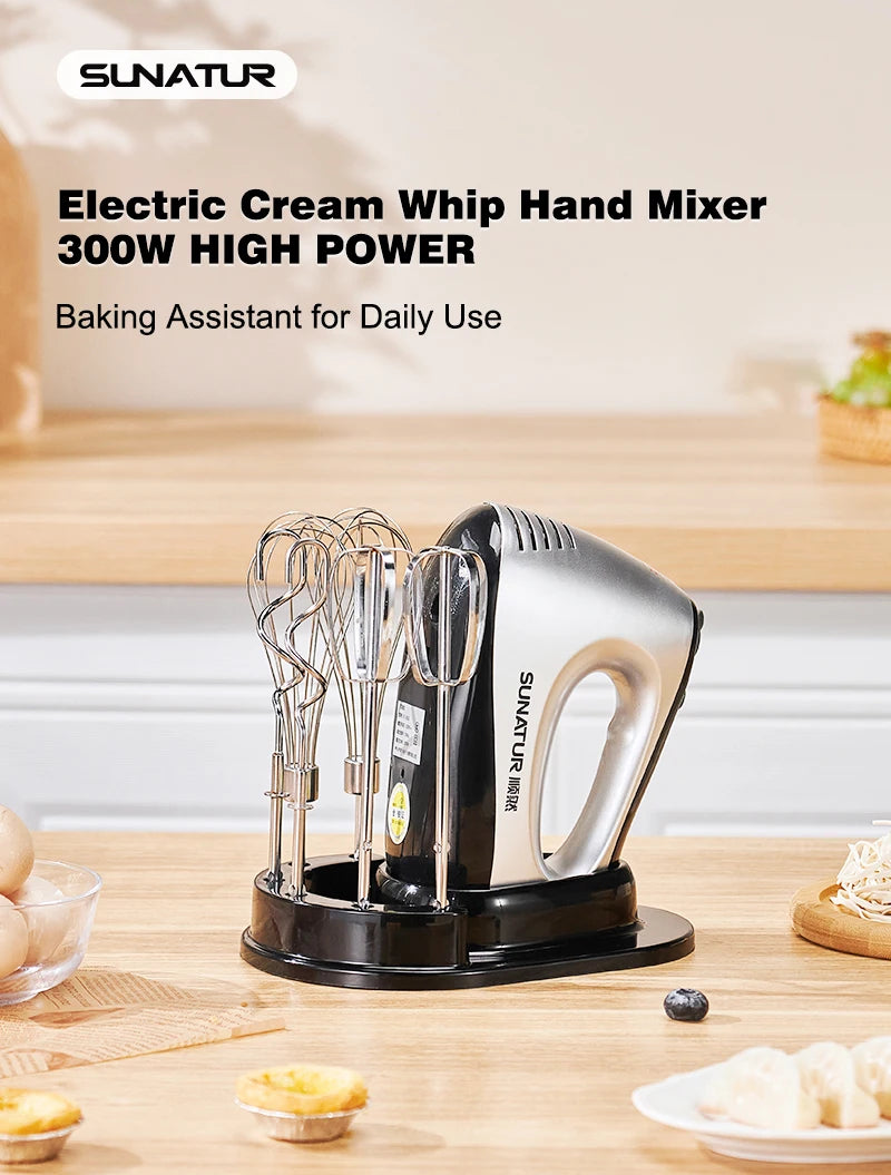 SUNATUR Hand Mixer 110-240V Blender 300W Electric Food Processor 3 in 1 Mixer Kitchen Appliances Machine Mixer for Baking